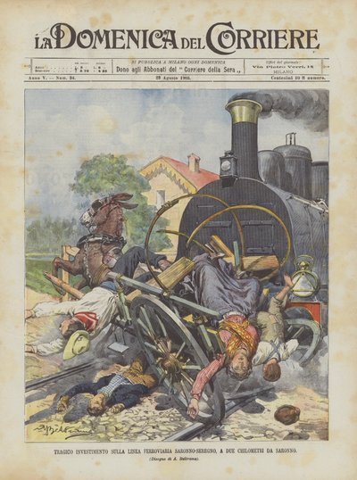 Tragic Accident on the Saronno-Seregno Railway Line, Two Kilometers from Saronno by Achille Beltrame