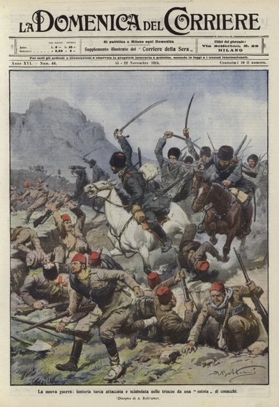 Turkish Infantry Attacked in the Trenches by a Company of Cossacks by Achille Beltrame