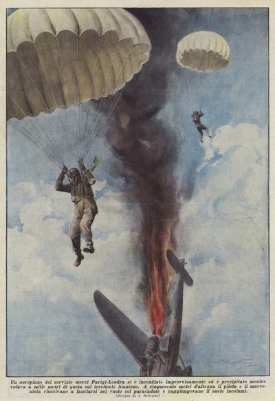 A Cargo Plane of the Paris-London Service Suddenly Caught Fire and Crashed by Achille Beltrame