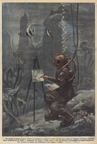 An Artist at the Bottom of the Sea by Achille Beltrame