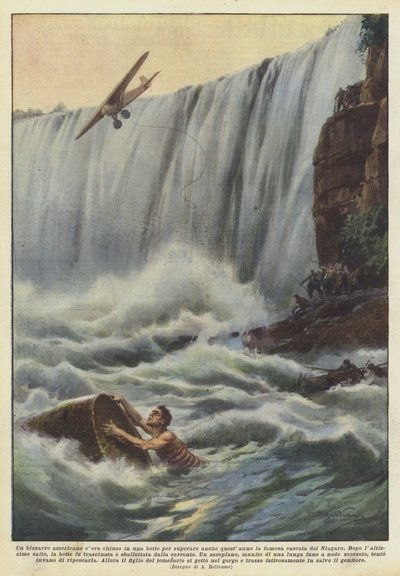 A bizarre American locked himself in a barrel to surpass the famous Niagara Falls again this year by Achille Beltrame