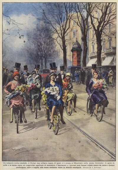 A bizarre wedding procession by Achille Beltrame