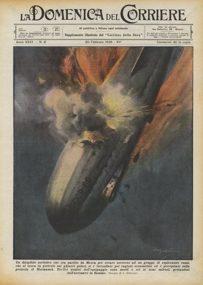 A Soviet Airship That Left Moscow to Rescue a Group of Explorers by Achille Beltrame