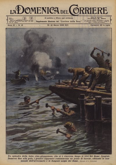 An Episode of the Sino-Japanese War, Which Reignited Along the Banks of the Yangtze River by Achille Beltrame