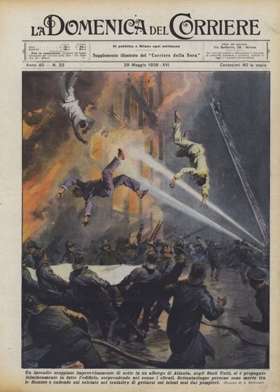 A Fire That Suddenly Broke Out at Night in a Hotel in Atlanta, United States by Achille Beltrame