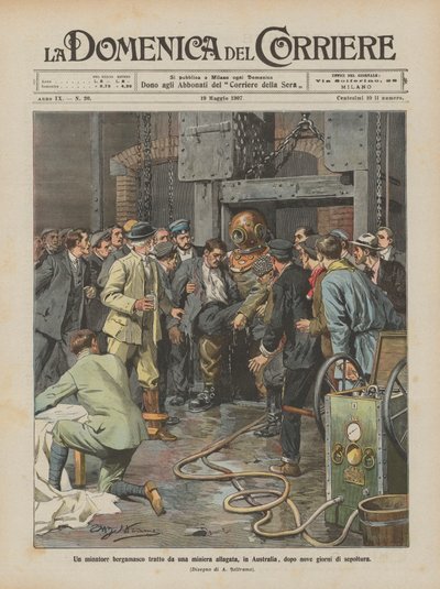 A Bergamasque Miner Rescued from a Flooded Mine in Australia After Nine Days of Burial by Achille Beltrame