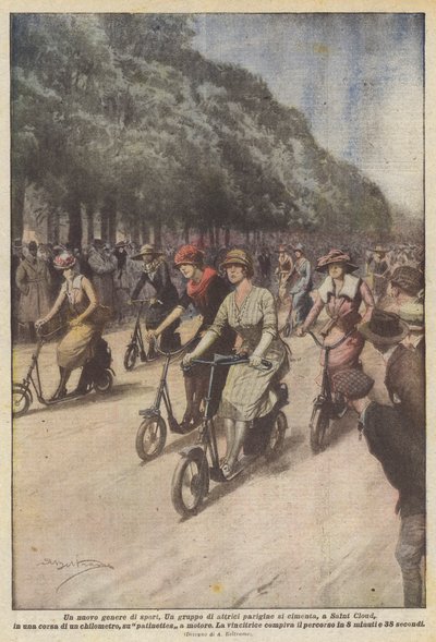 A New Kind of Sport, A Group of Parisian Actresses Competing in a Race at Saint Cloud by Achille Beltrame