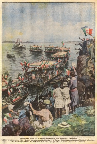 A Picturesque Procession on the Po by Achille Beltrame