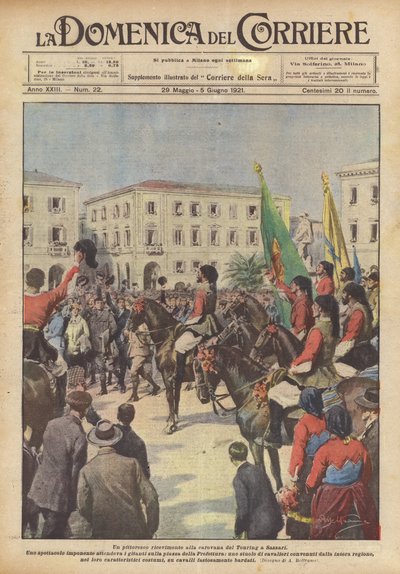 A picturesque reception for the Touring caravan in Sassari by Achille Beltrame