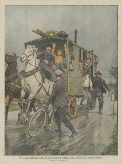 An Eleven-Year-Old Boy Kidnapped by a Group of Gypsies Near Cernusco sul Naviglio (Milan) by Achille Beltrame