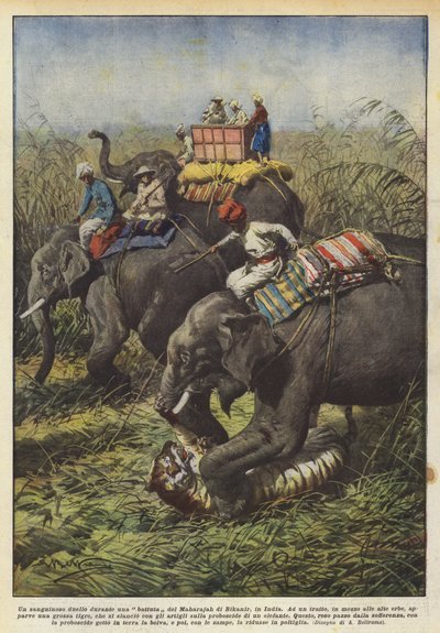 A Bloody Duel During a Hunt by the Maharajah of Bikanir, India by Achille Beltrame