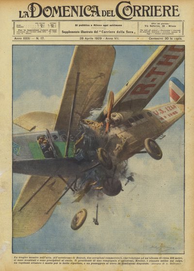 A tragic clash in the air by Achille Beltrame