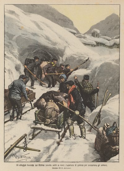A French Village in the Pyrenees Buried Under Snow, Tunnels Opened to Rescue the Inhabitants by Achille Beltrame