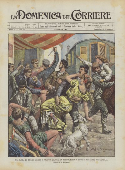 A Band of Gypsies Attacks a Gymnast Camp in Palencia (Spain) to Kidnap Two Girls by Achille Beltrame