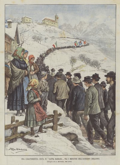 A Characteristic Feast of Santa Barbara Among the Miners of Agordino (Belluno) by Achille Beltrame