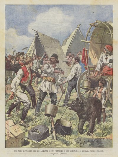 A Real Battle Between the Inhabitants of a Village and a Caravan of Gypsies, Near Cologne by Achille Beltrame
