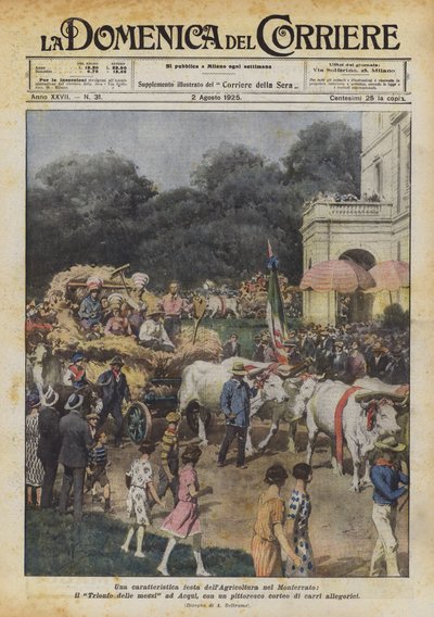 A Characteristic Agricultural Festival in Monferrato, the Triumph of the Harvest in Acqui by Achille Beltrame