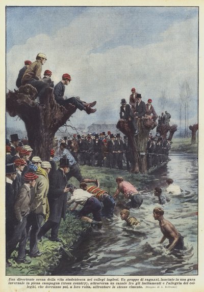 A Fun Scene of Student Life in English Colleges by Achille Beltrame