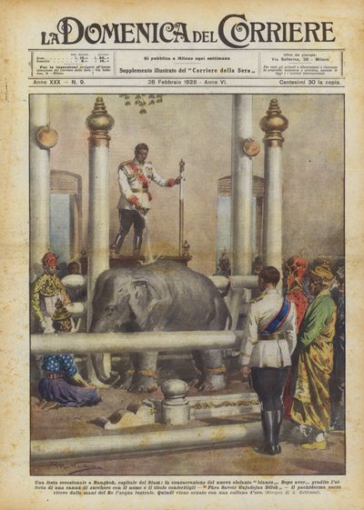 An Exceptional Festival in Bangkok, Capital of Siam, the Consecration of the New White Elephant by Achille Beltrame