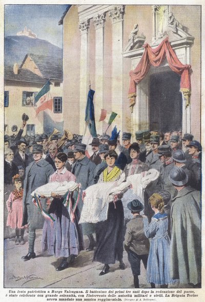 A Patriotic Celebration in Borgo Valsugana by Achille Beltrame
