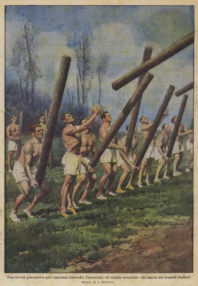 A New Gymnastics for German Sailors, the Exercise - of Scottish Origin - of Throwing Tree Trunks by Achille Beltrame