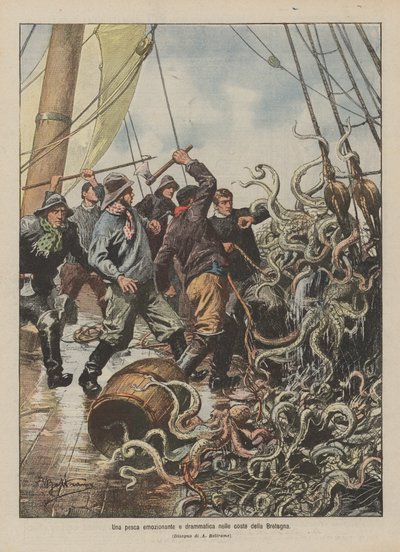 An Exciting and Dramatic Fishing Trip on the Coasts of Brittany by Achille Beltrame