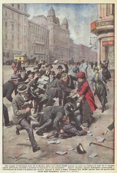 A Rain of Banknotes in the Streets of Berlin by Achille Beltrame
