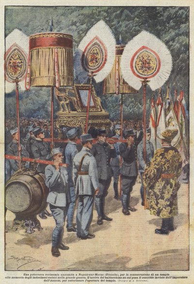 A Picturesque Annamite Ceremony in Nogent-sur-Marne (France) for the Consecration of a Temple by Achille Beltrame