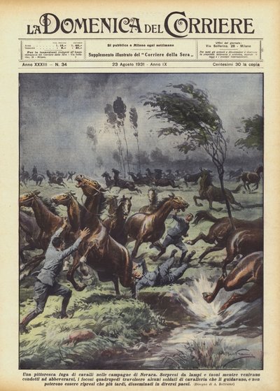 A picturesque horse escape in the countryside of Novara by Achille Beltrame