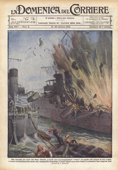 A Tragedy in the Port of Piraeus (Greece) by Achille Beltrame