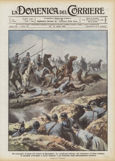 A Massacre of Uhlans in the Montdidier Sector by Achille Beltrame