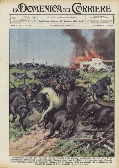 An Invasion of Bulls by Achille Beltrame