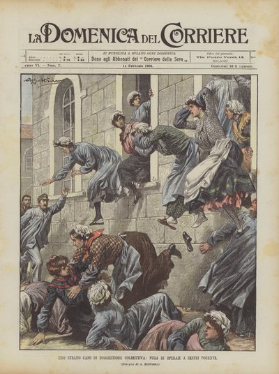 A Strange Case of Collective Suggestion, Flight of Workers in Sestri Ponente by Achille Beltrame