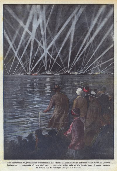 A spectacle of astonishing grandeur was offered by the night illumination of the fleet by Achille Beltrame