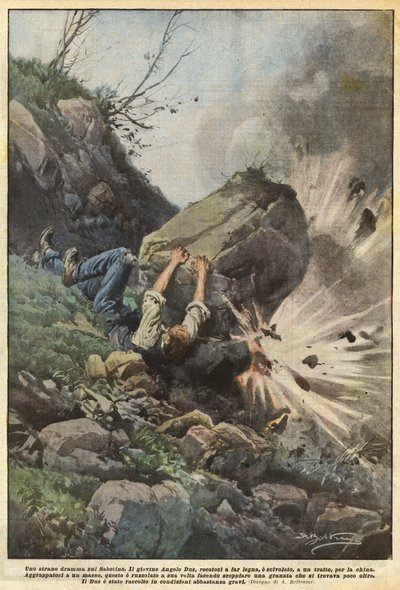A Strange Drama on Sabotino by Achille Beltrame