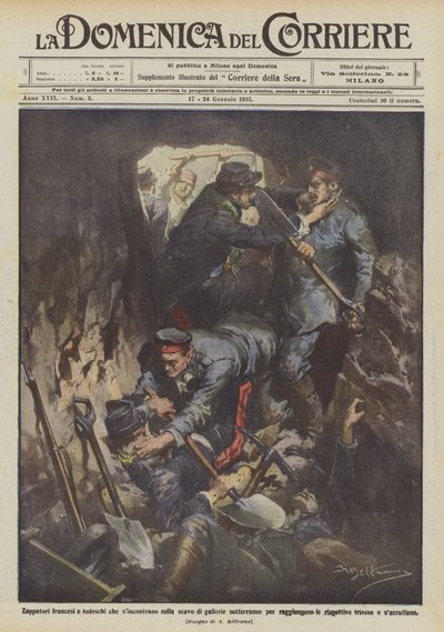 French and German Sappers Meeting in the Excavation of Underground Tunnels by Achille Beltrame