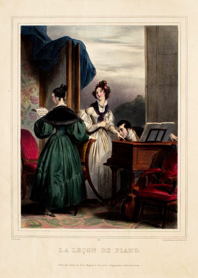 The Piano Lesson by Achille Devéria