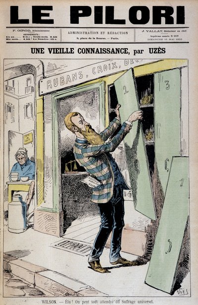 Elected! We can expect everything from universal suffrage (cartoon on Daniel Wilson reelu depute) - by Uzes (Achille Lemot dit) (1846-1909), in 