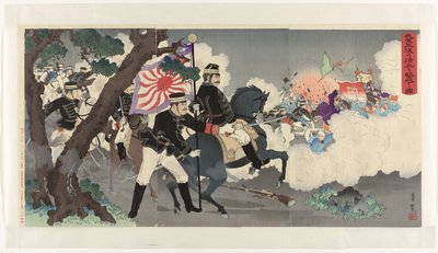 Depiction of Our Army Defeating the Chinese at Pyongyang by Adachi  Ginkō