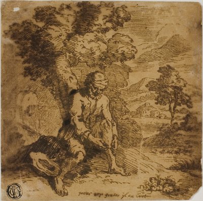 Seated Man Scratching His Leg by Adam Elsheimer