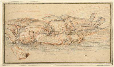 Study for a Warrior Lying on the Battlefield, and an Additional Study of the Left Hand by Adam Frans van der Meulen