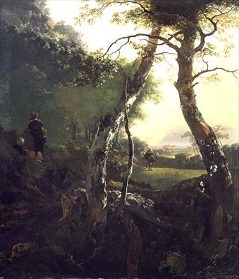 An Italian Wooded Landscape with Figures and Cattle by Adam Pynacker