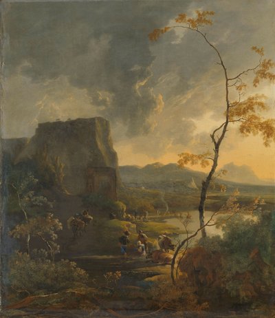 Italian Landscape with Ancient Tempietto by Adam Pynacker
