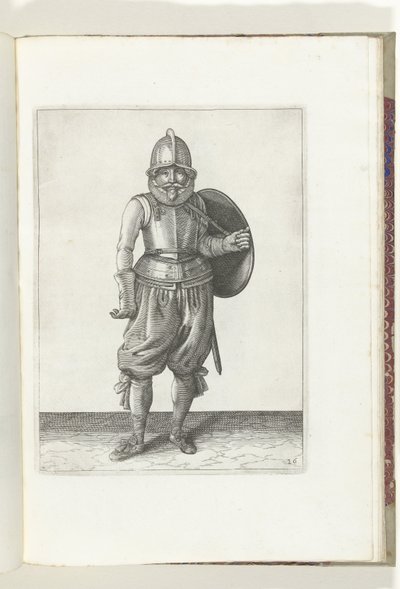 Exercise with Shield and Spear: The Soldier Brings the Shield Back on the Back with His Left Arm (no. 26), 1618 by Adam van Breen