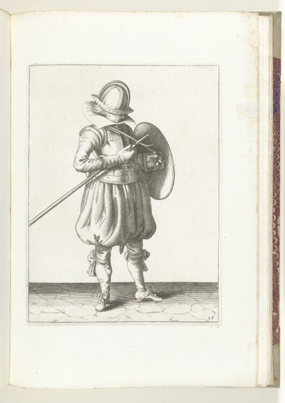Exercise with Shield and Spear: The Soldier Holds Spear and Shield Close to the Body, 1618 (The Nassau Weapon Handling) by Adam van Breen