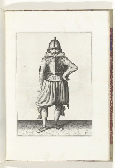 Exercise with Shield and Spear: The Soldier Standing at Rest with the Shield on the Back (No. 27), 1618 by Adam van Breen