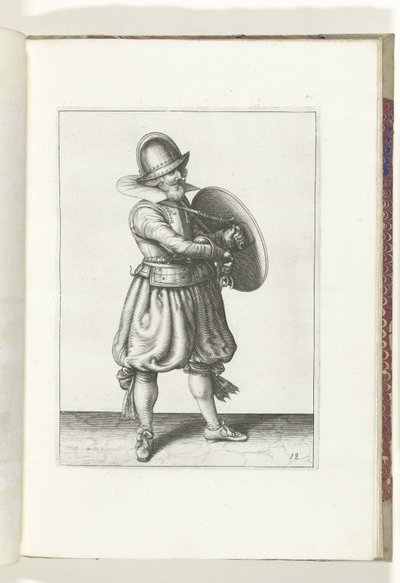 The Exercise with Shield and Spear: The Soldier Draws His Rapier from Behind His Shield (no. 18), 1618 by Adam van Breen