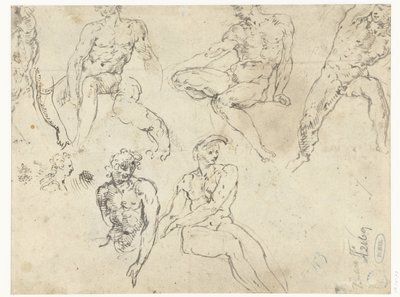 Studies of Seated Naked Men, the Ignudi by Adamo Scultori