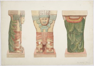 Caryatid IX, showing front, side and back views by Adela Breton