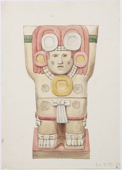 Caryatid from the Outer Chamber, Temple A, Ball Court, Chichen Itza, Mexico by Adela Breton
